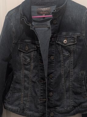 Torrid Dark Blue Denim Jacket with Pink Accent